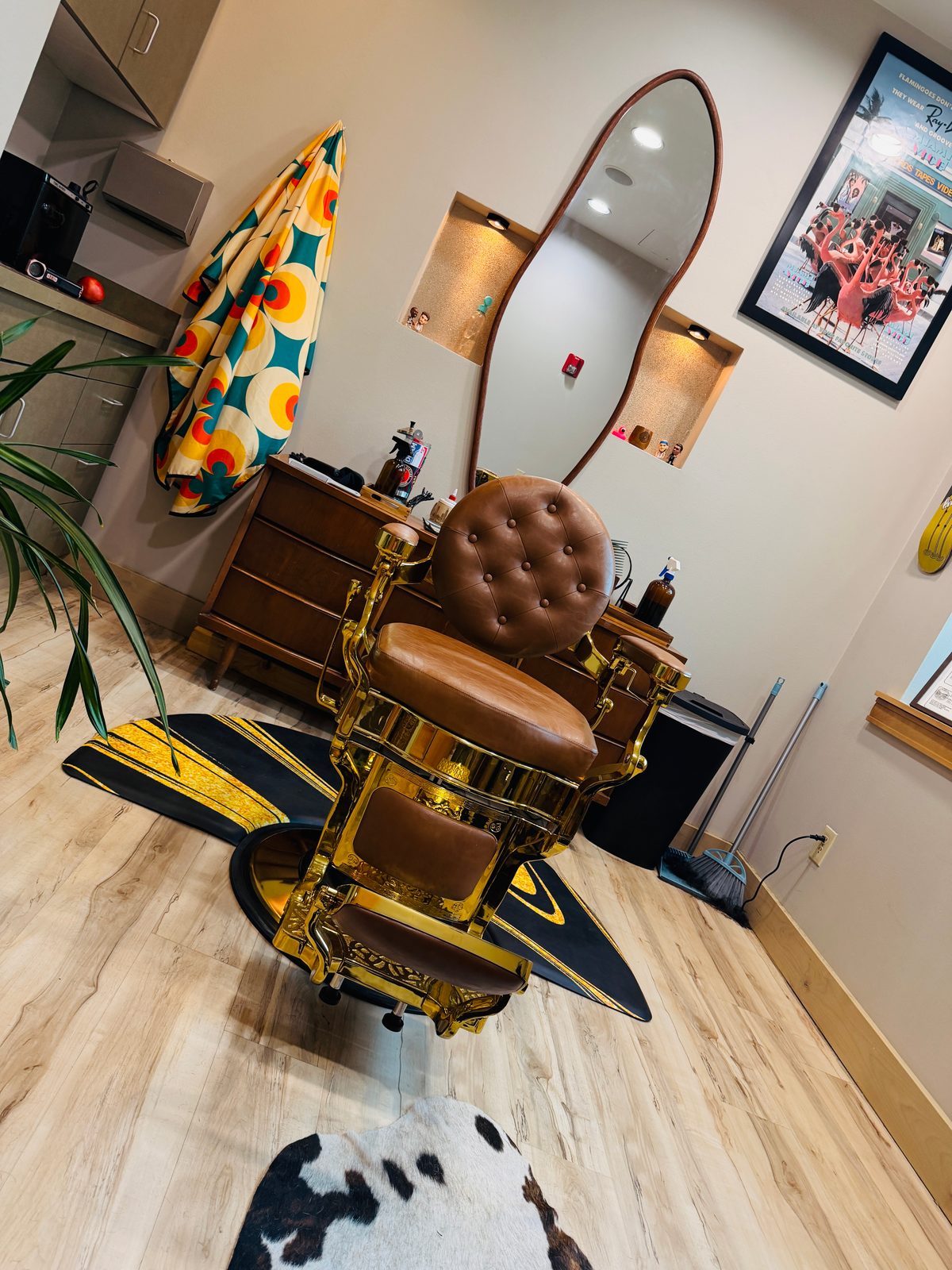 The vintage barber chair and mirror station inside The Barber Studio on East Main Street, Missoula